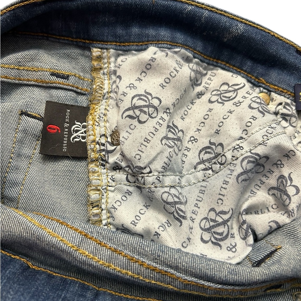 SOLD Rock & Republic Woman’s Blue Distressed Stretch Kasandra Bootcut Jeans - Picture 12 of 14